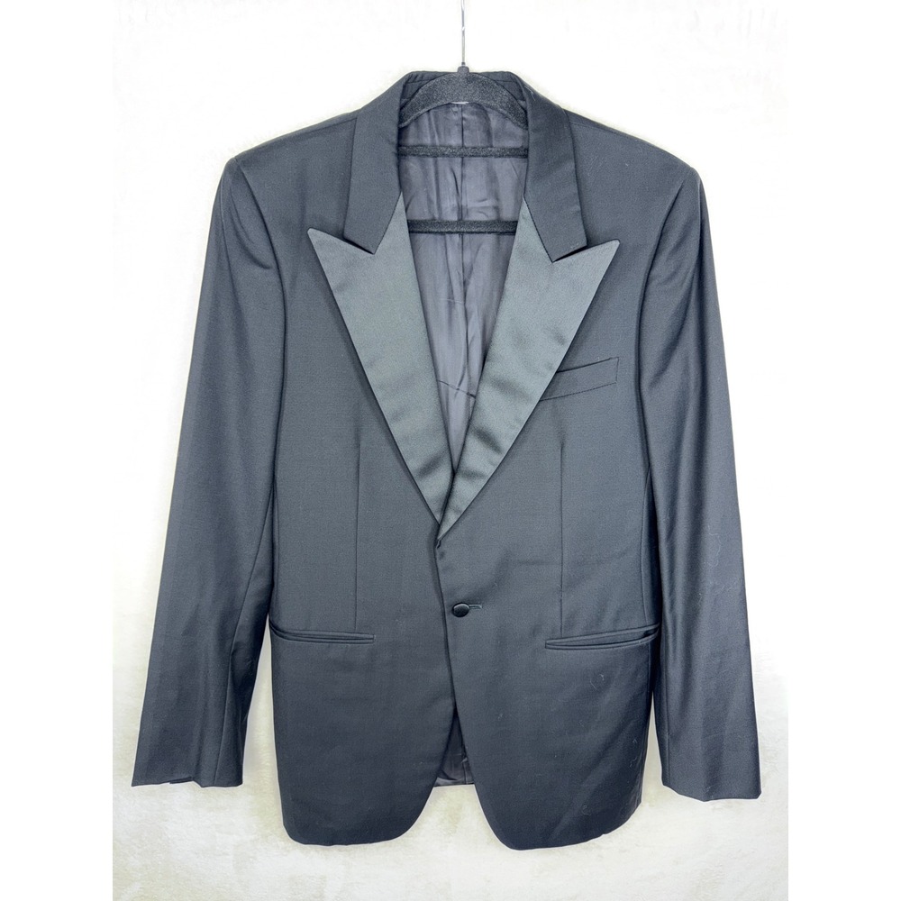 Ermenegildo Zegna Men Black Super 100s Wool Tuxedo Jacket Satin Peak‎ Lapel 42R